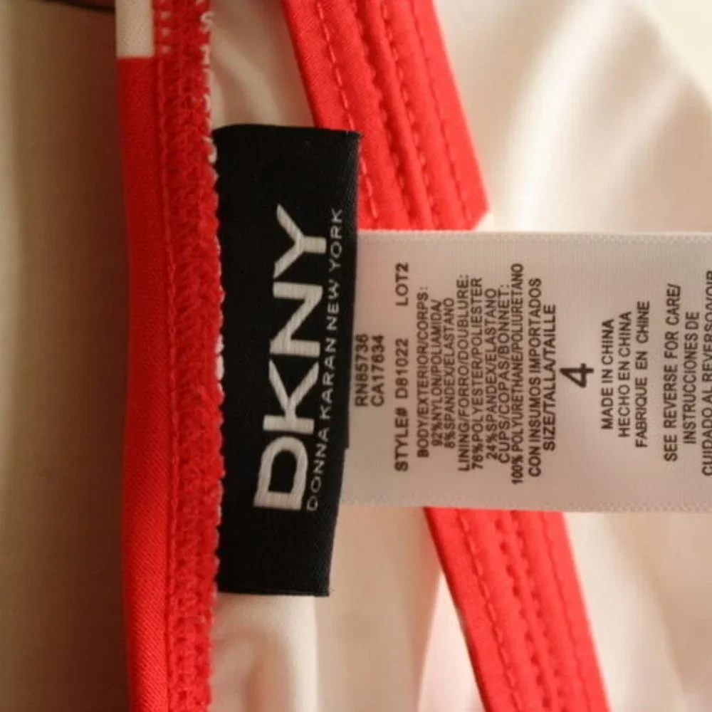 DKNY Swimwear One Piece 4 Red White Polka Dot - Picture 10 of 11